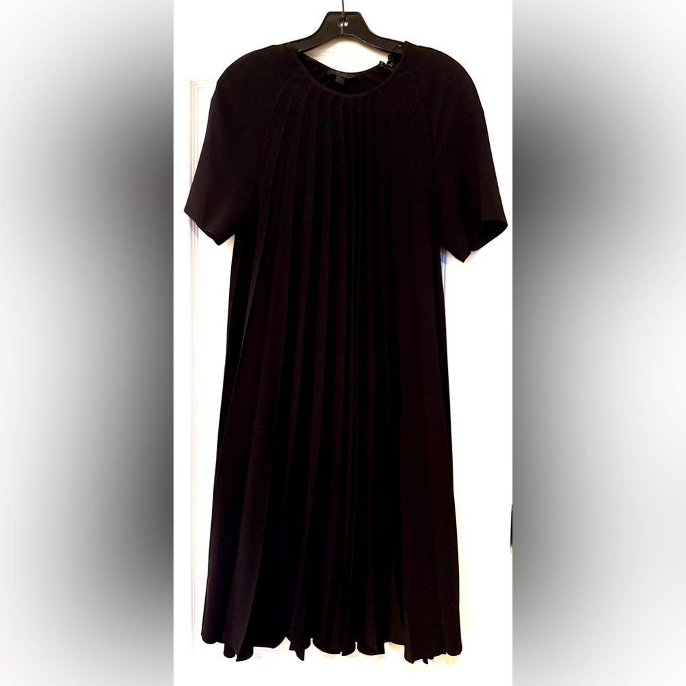 Black A-Line Midi Dress with Crew Neck